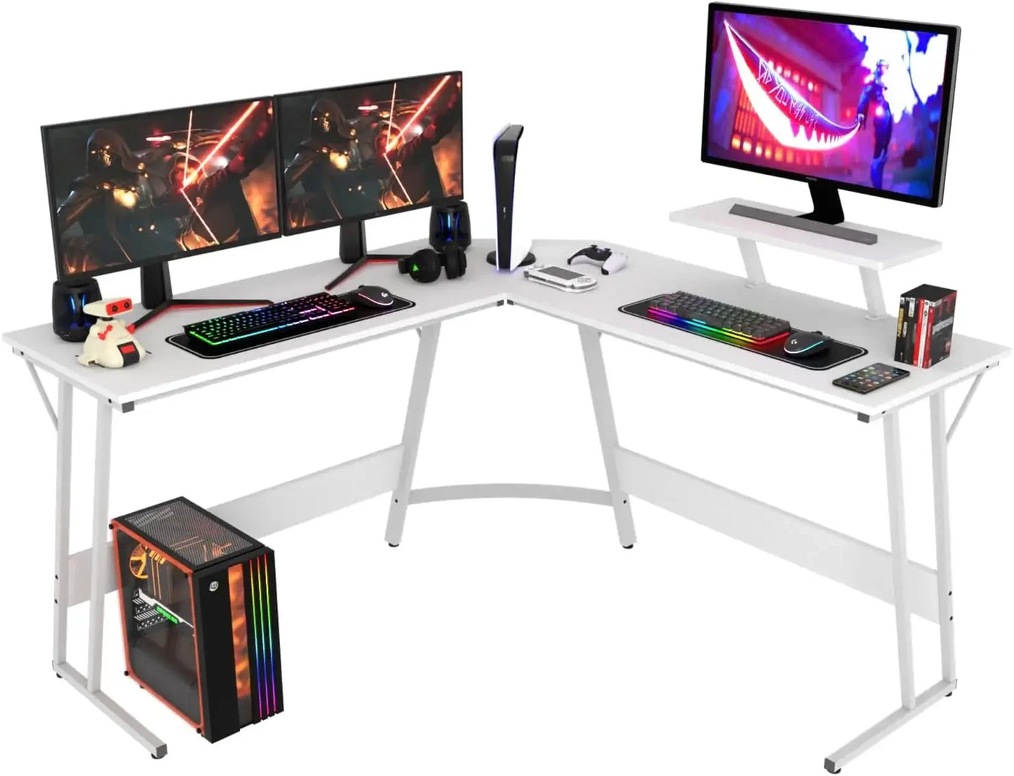L Shaped Desk Corner Gaming Desk Computer Desk with Large Desktop Studying and Working for Home and Work Place