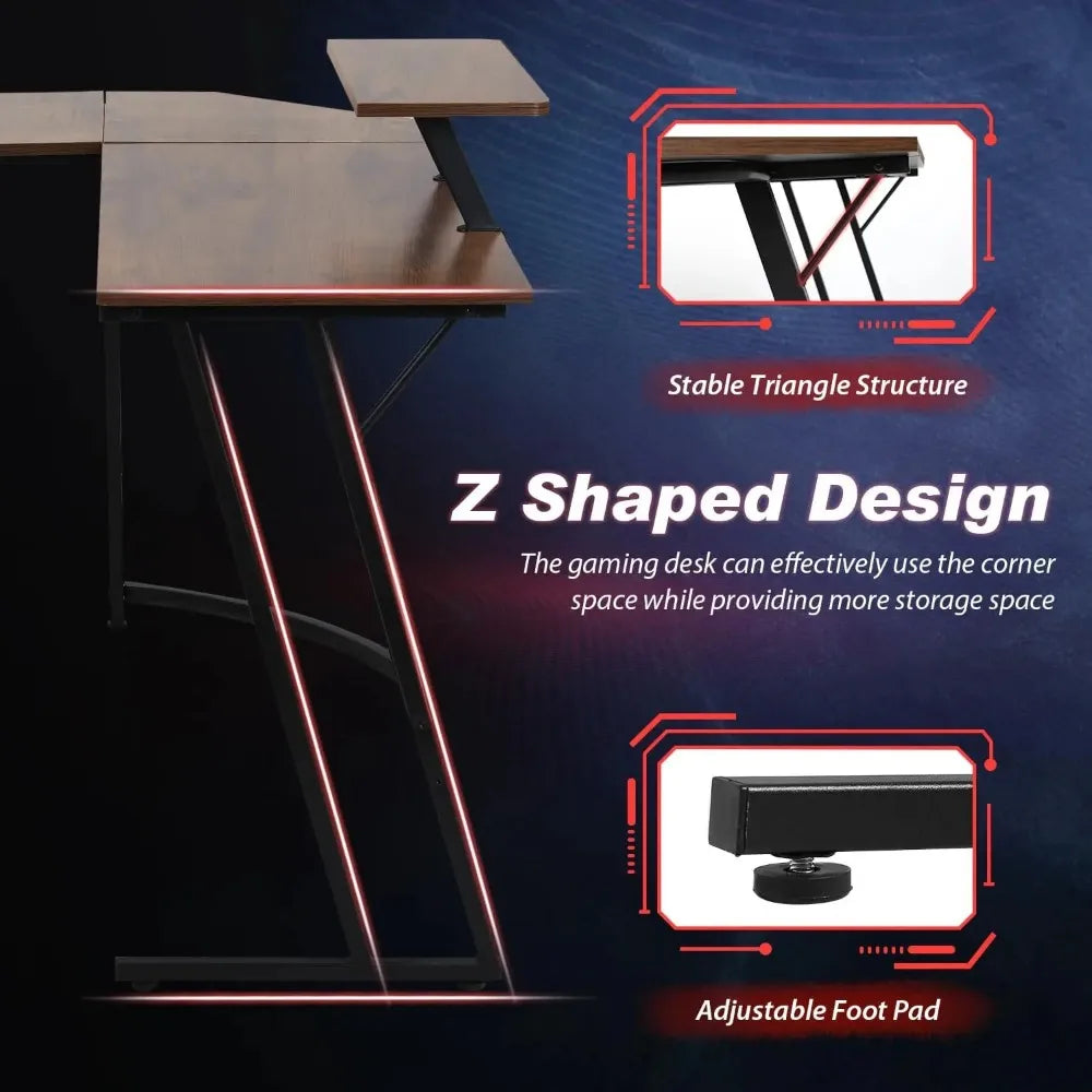 L Shaped Desk Corner Gaming Desk Computer Desk with Large Desktop Studying and Working for Home and Work Place