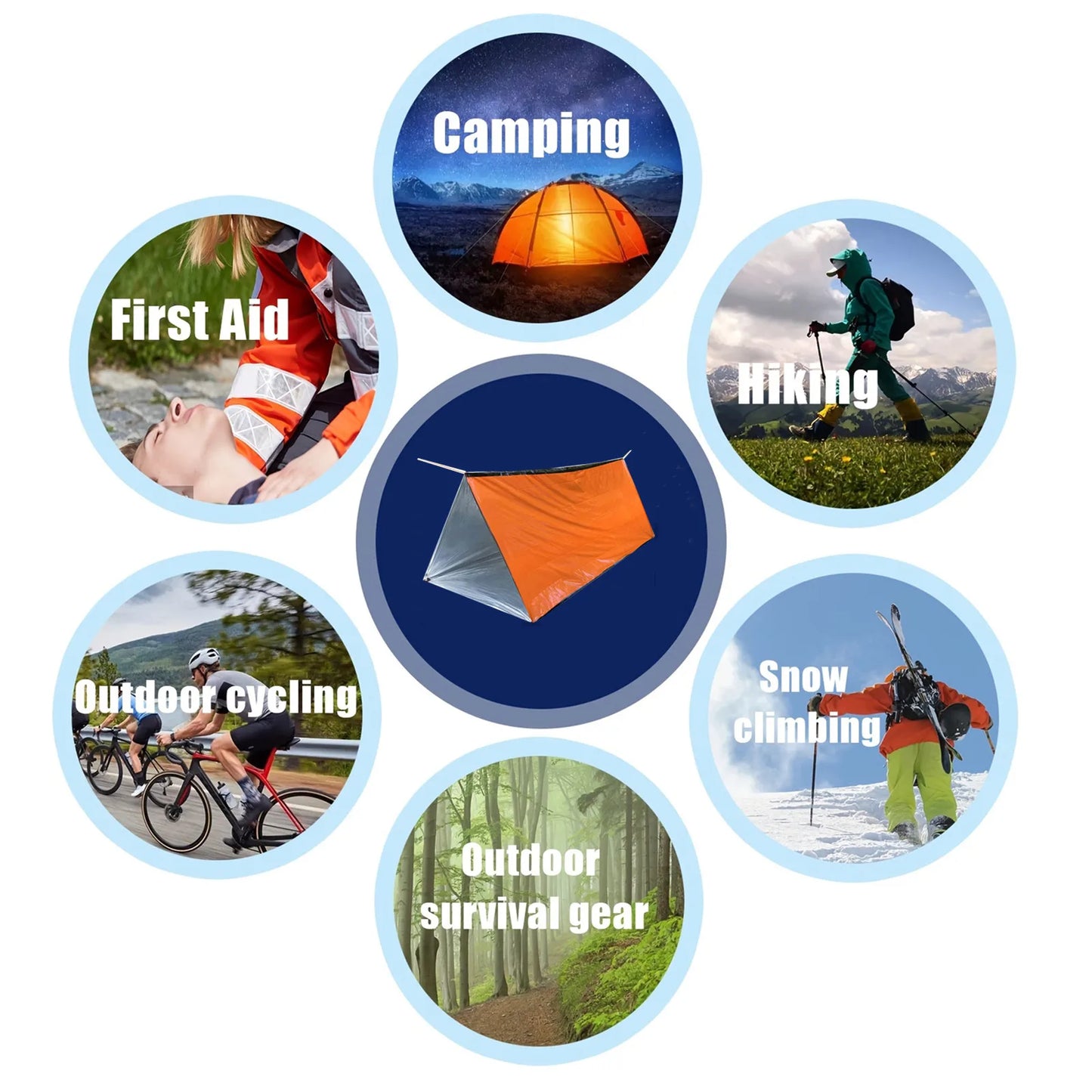 2 Person Emergency Shelter Bivy Survival Tent Kit
Mylar Tube Tent Sleeping Bag,
Waterproof Outdoor .SOS Thermal Blanket Reusable