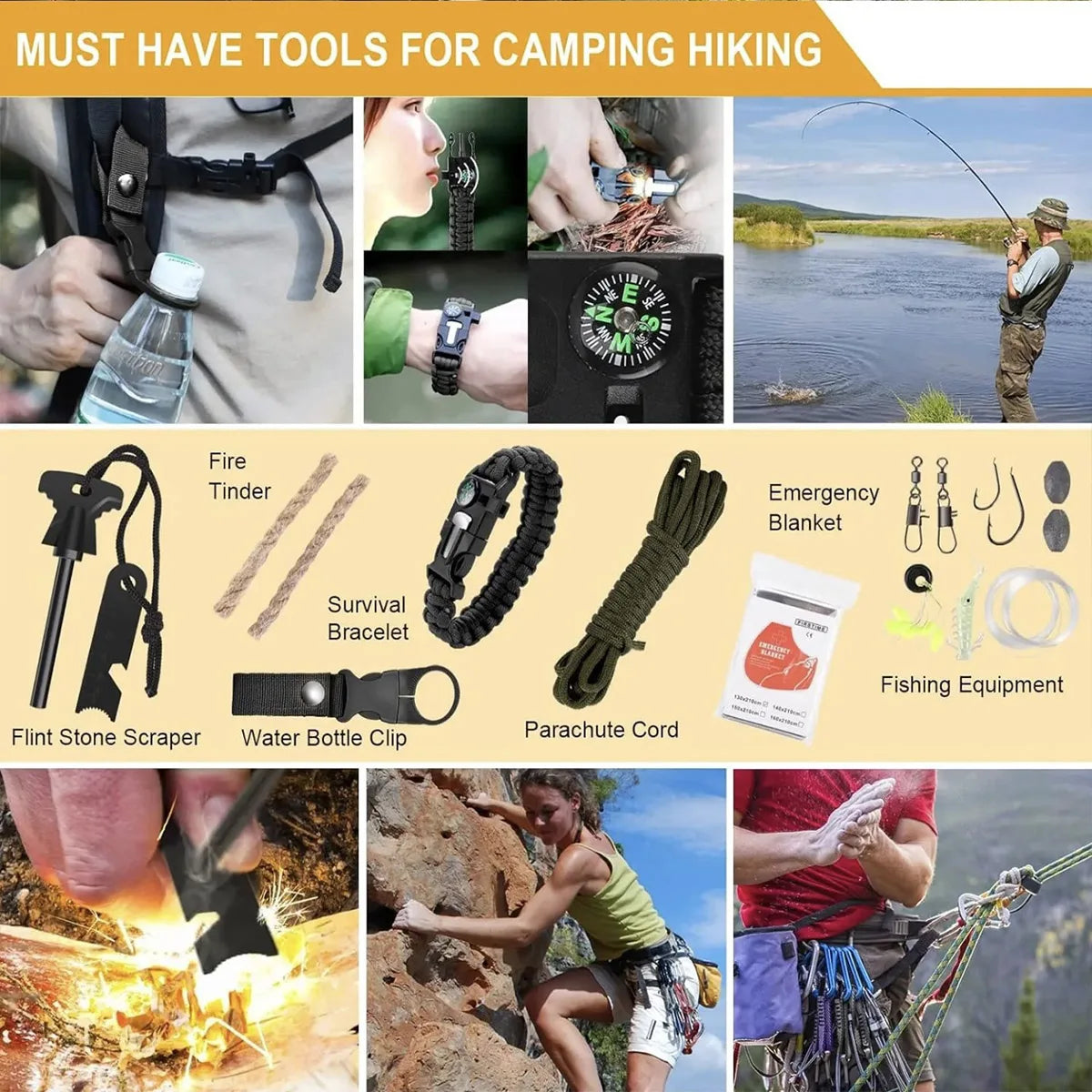 Outdoor Supplies Camping Emergency
Equipment Camping Survival Tool Set Multifunctional
Supplies First Aid Kits