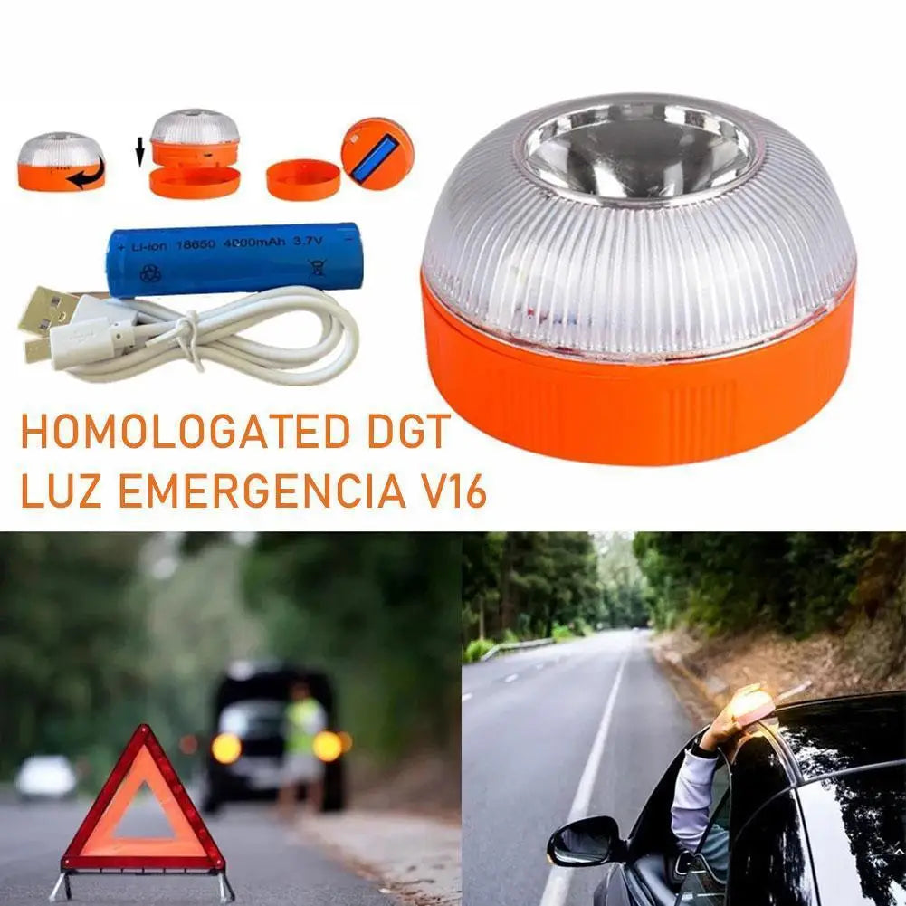 Rechargeable V16 Explosion Flashing Light LED Emergency Help Flash Light Magnetic Induction Strobe Flashing Warning Light