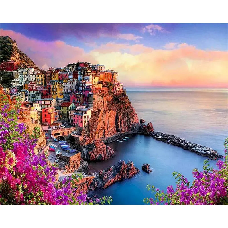City Landscape Painting By Numbers For Adults DIY Kits HandPainted On Canvas With Framed Oil Picture Drawing Coloring By Number