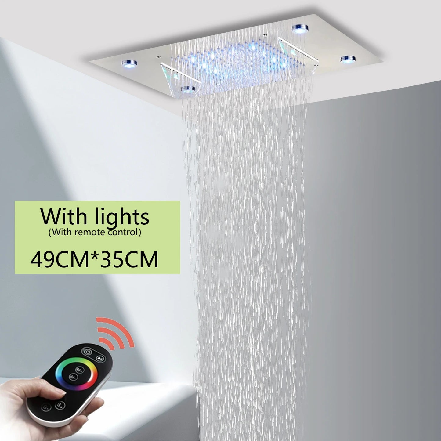 Brushed Ceiling Shower Head with LED Lights
