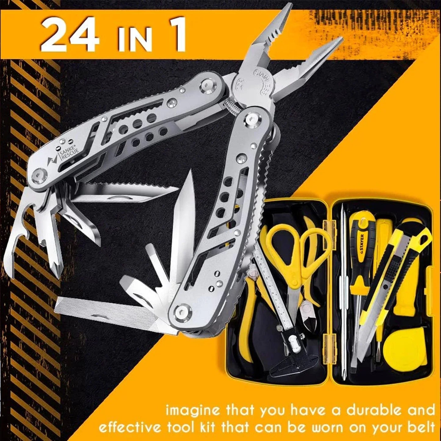 Multitool 24-in-1 Multitools Pliers
with Professional Multi-tool for Survival Camping and Hunting Gifts for Men Dad Hus band