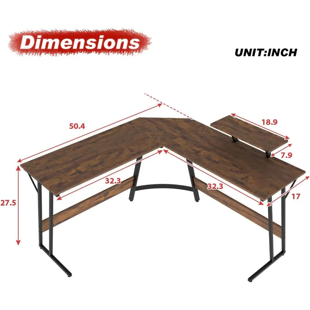L Shaped Desk Corner Gaming Desk Computer Desk with Large Desktop Studying and Working for Home and Work Place