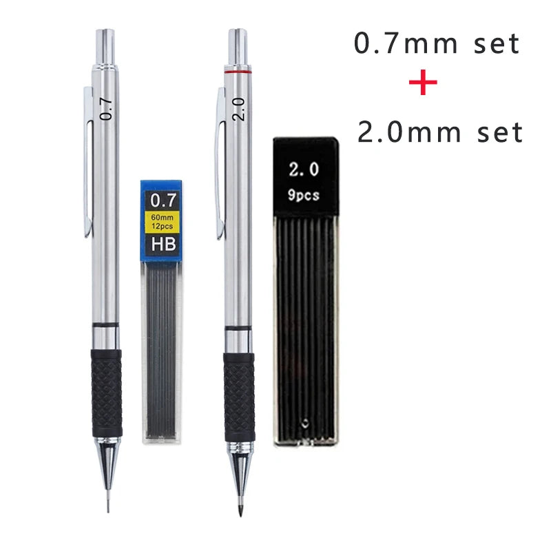 Metal Mechanical Pencil set with pencil grip
Leads Art Drawing Student
Office Supplies 0.5/0.7/0.9/2.0mm Automatic Pencil