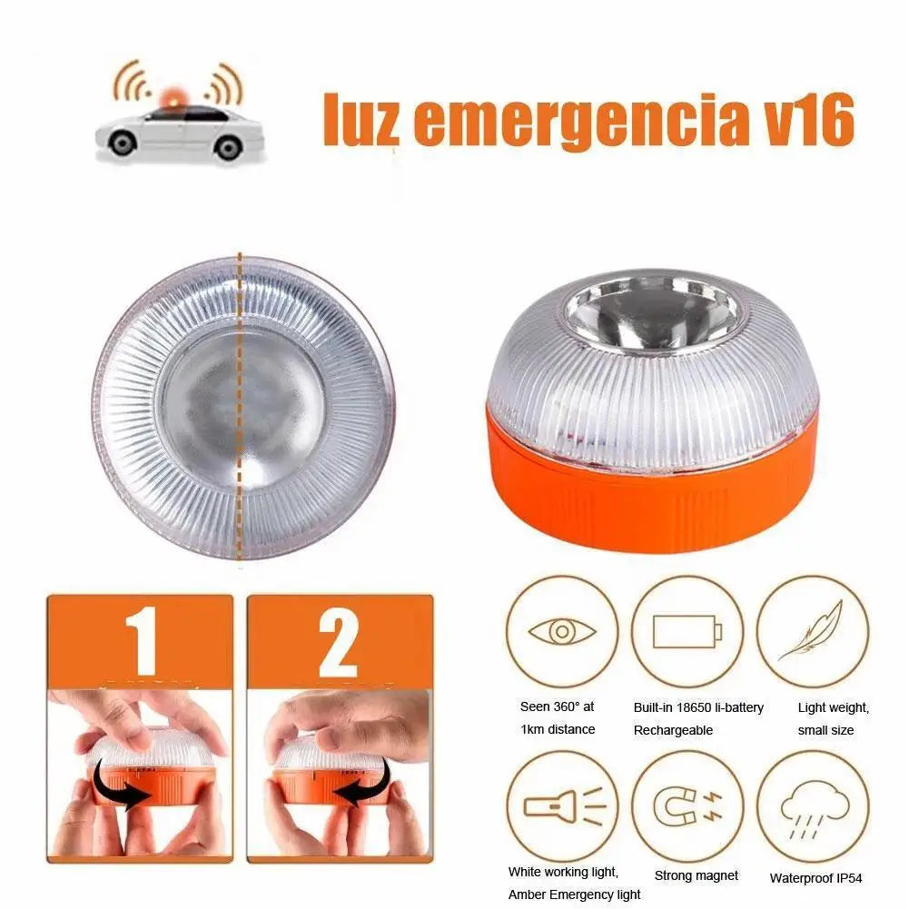 Rechargeable V16 Explosion Flashing Light LED Emergency Help Flash Light Magnetic Induction Strobe Flashing Warning Light