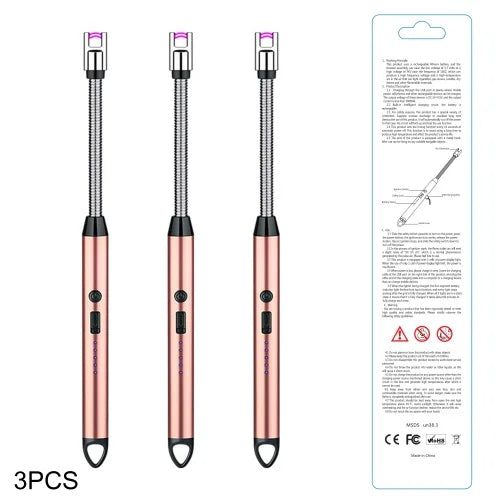 3pcs Rechargeable Electric Lighters, TYPE-C Plasma Arc Kitchen Lighter, Windproof Arc Lighter, Candle Lighter, BBQ Grill Lighter