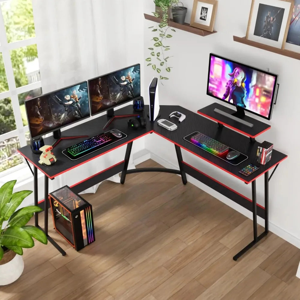 L Shaped Desk Corner Gaming Desk Computer Desk with Large Desktop Studying and Working for Home and Work Place