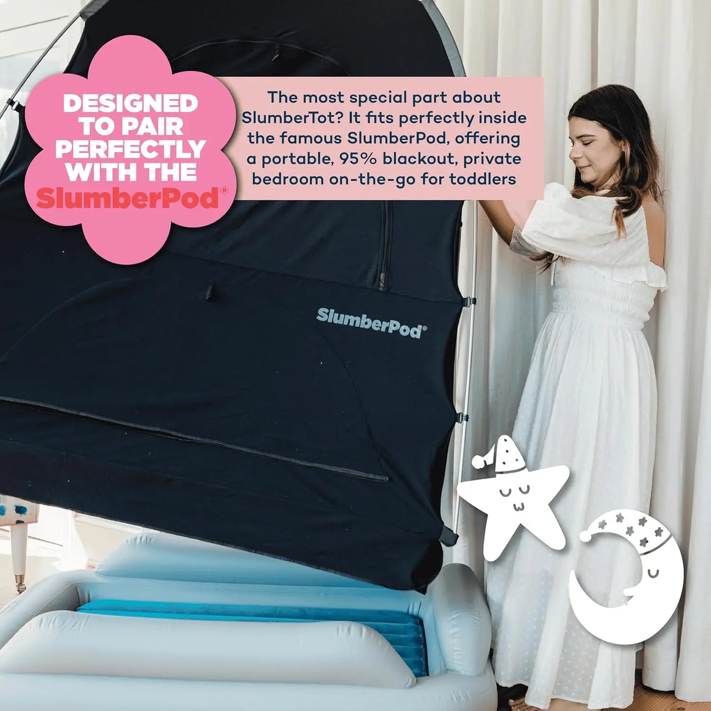 Inflatable Toddler Travel Bed - Portable Kids Air Mattress with Safety Bumpers - Perfectly Sized Ideal for Travel or Home
