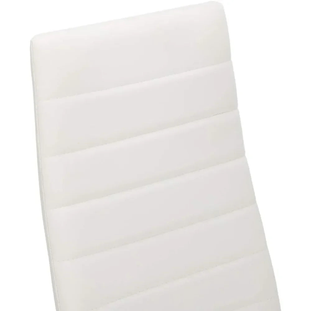 White Restaurant Chair Set, PU Leather, Sturdy Legs, Waterproof Seat, High Back Soft Cushion, 4 Pcs