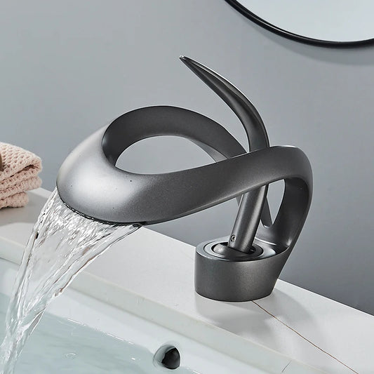 Solid Brass /black Waterfall Basin Faucet