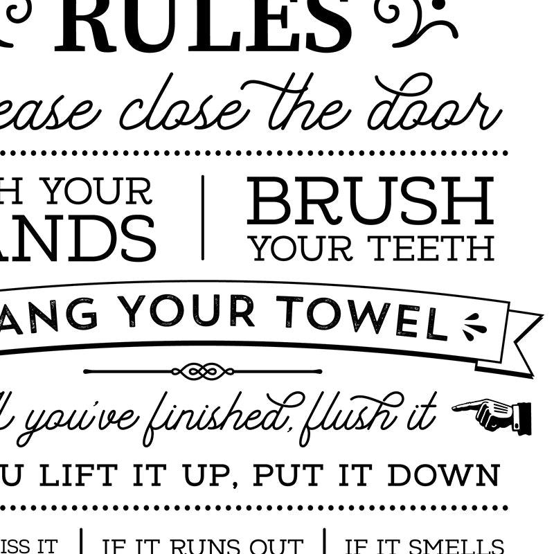 Toilet Rules Wall Art Canvas Painting