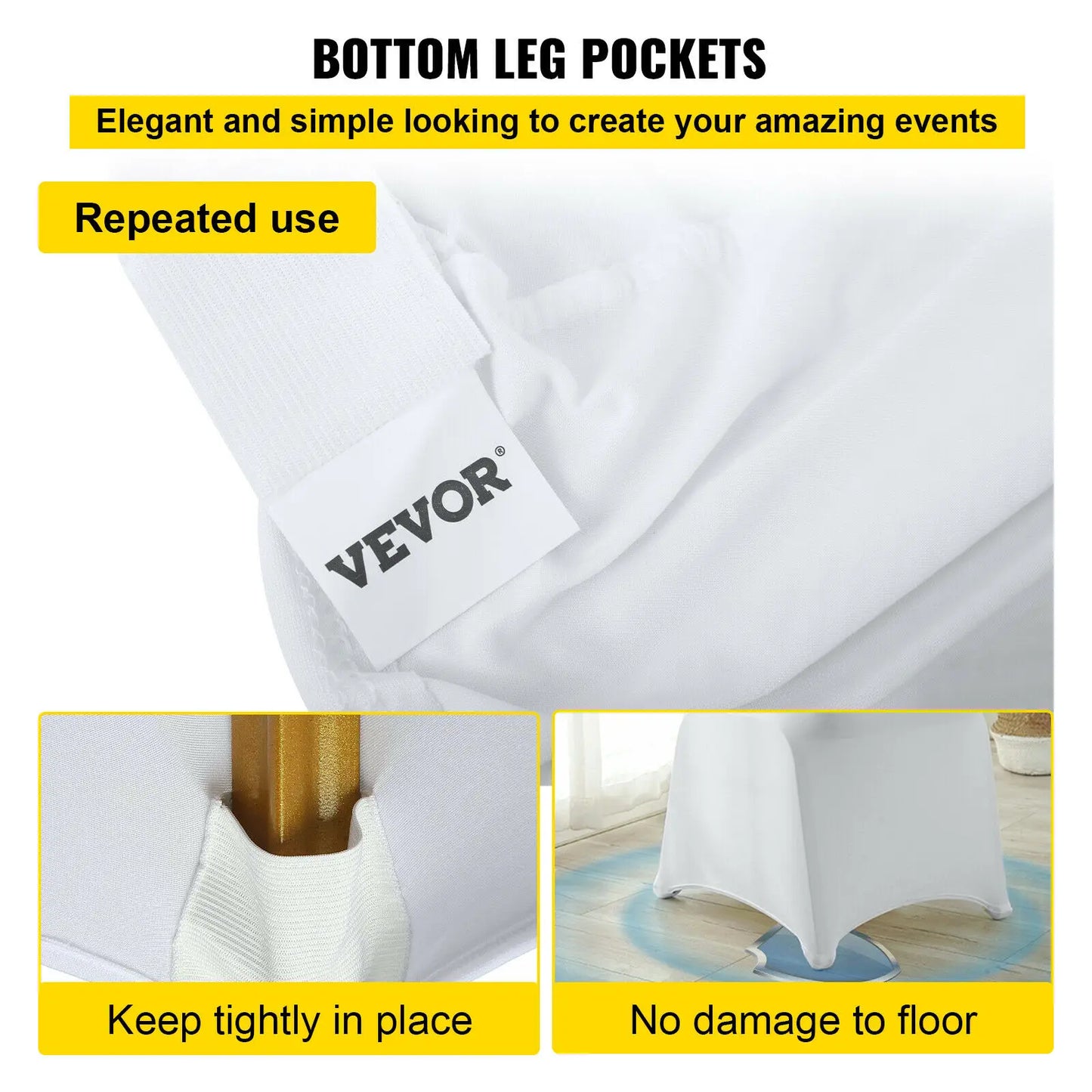 SucceBuy12/30/50/100Pcs Wedding Chair Cover
 Spandex Stretch Slipcover for Restaurant Banquet Hotel Dining Party White Cover