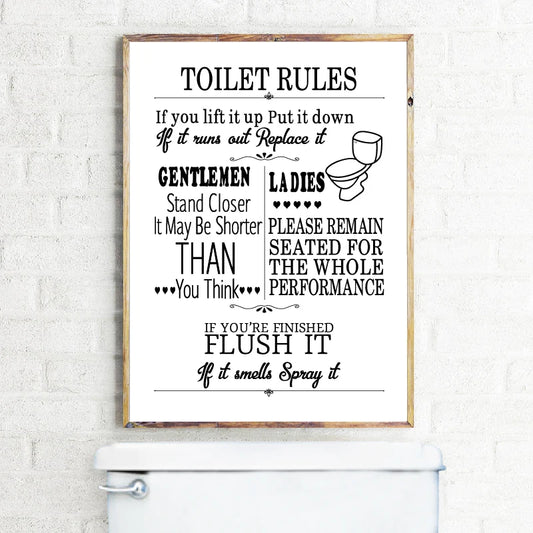 Toilet Rules Wall Art Canvas Painting