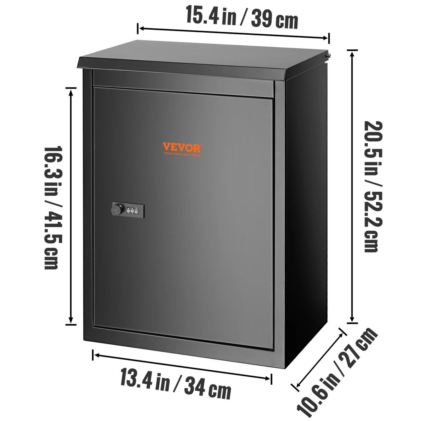 SucceBuy Wall Mounted Anti-theft Mailbox Waterproof Package Delivery Boxes for Outside Large Storage locking Mailbox for Home