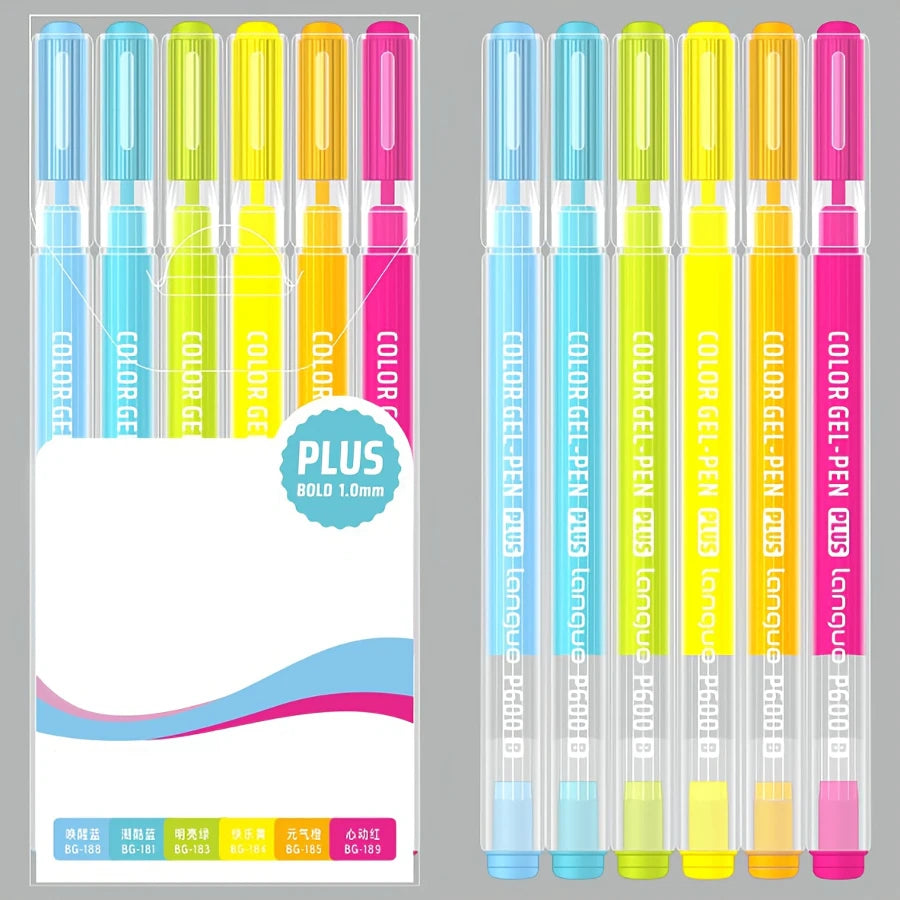 6pcs color highlighters 
suitable for notebooks, writing, greeting cards, school stationery, holiday gifts