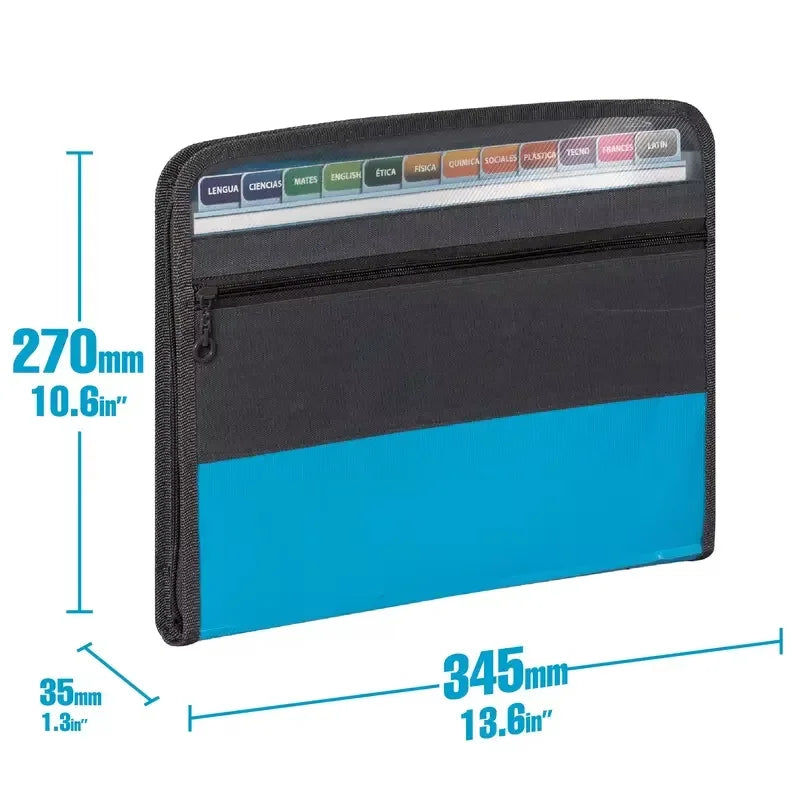 Accordion File Organizer with Safe Zipper,
 13 Pocket Expanding File Folder with Front Pencil Pouch, 
 School Office Supplies