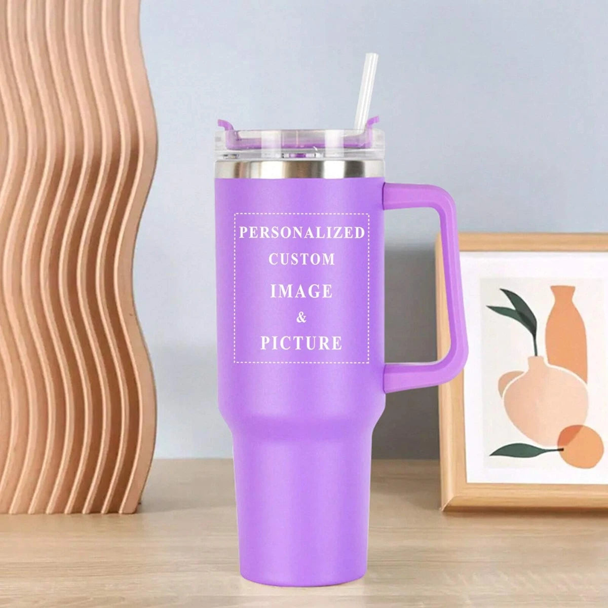 Customed Picture 40oz Insulated Water Portable Bottle Stainless Steel Tumbler Coffee Cup Travel  Water Cups Large Capacity