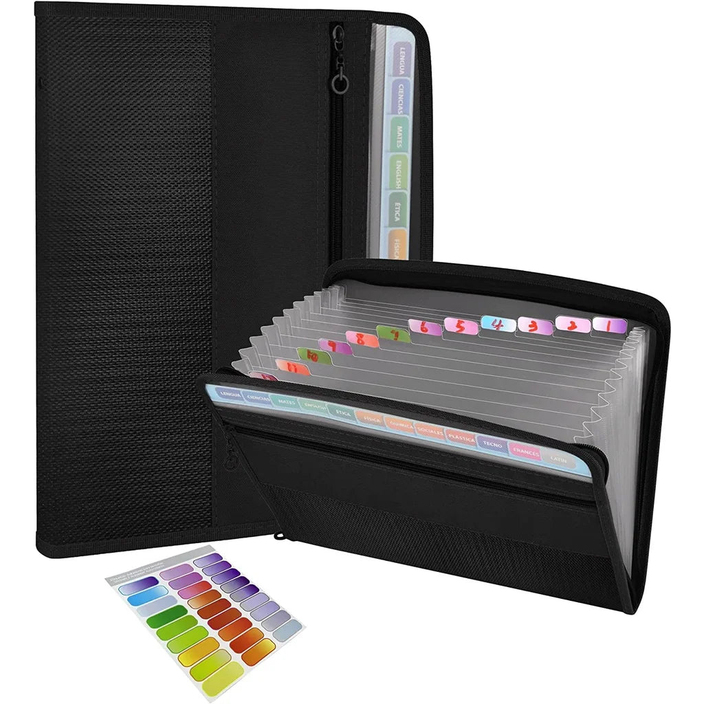 Accordion File Organizer with Safe Zipper,
 13 Pocket Expanding File Folder with Front Pencil Pouch, 
 School Office Supplies