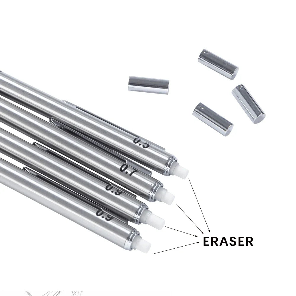 Metal Mechanical Pencil set with pencil grip 
Leads Art Drawing Student
 Office Supplies 0.5/0.7/0.9/2.0mm Automatic Pencil