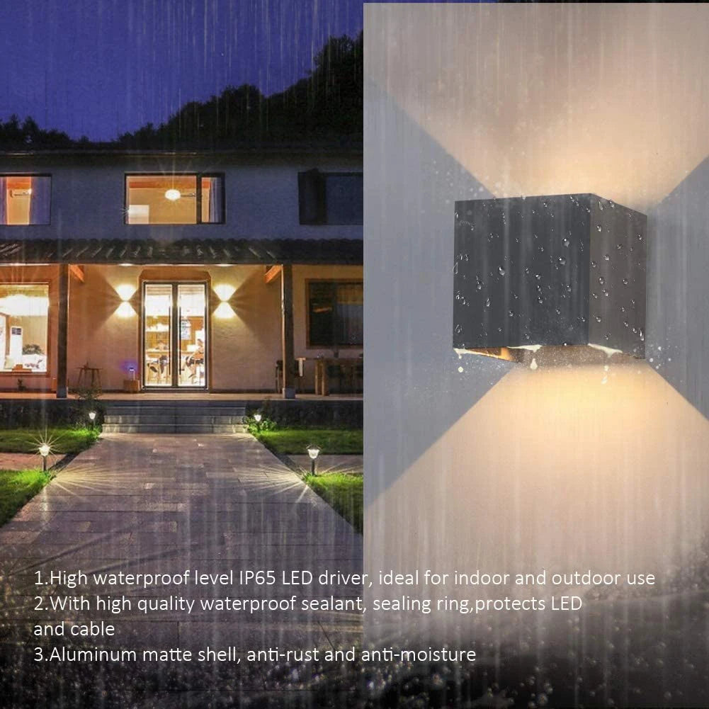 LED Wall Lamp Outdoor Waterproof Up And Down Luminous Lighting For Living Room, Bedroom, Garden