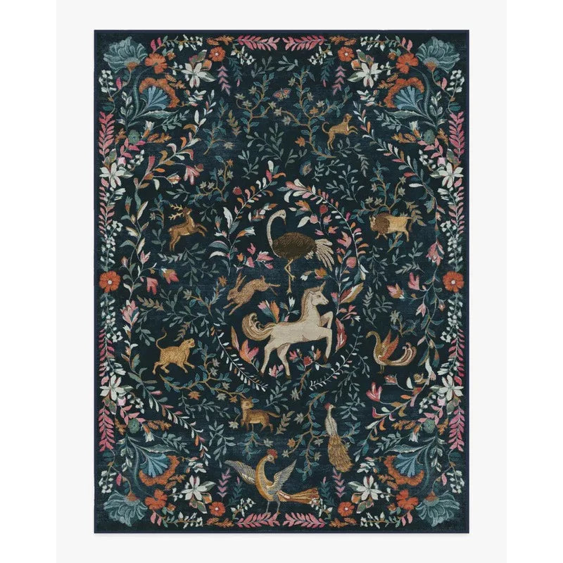 Iris Apfel Protea Forest Green Rug for Living Room