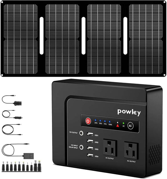 200W Portable Power Station with Solar Panel,
146Wh Power Bank with 40W Foldable Solar Panel for Outdoor Camping RV Home Backup
