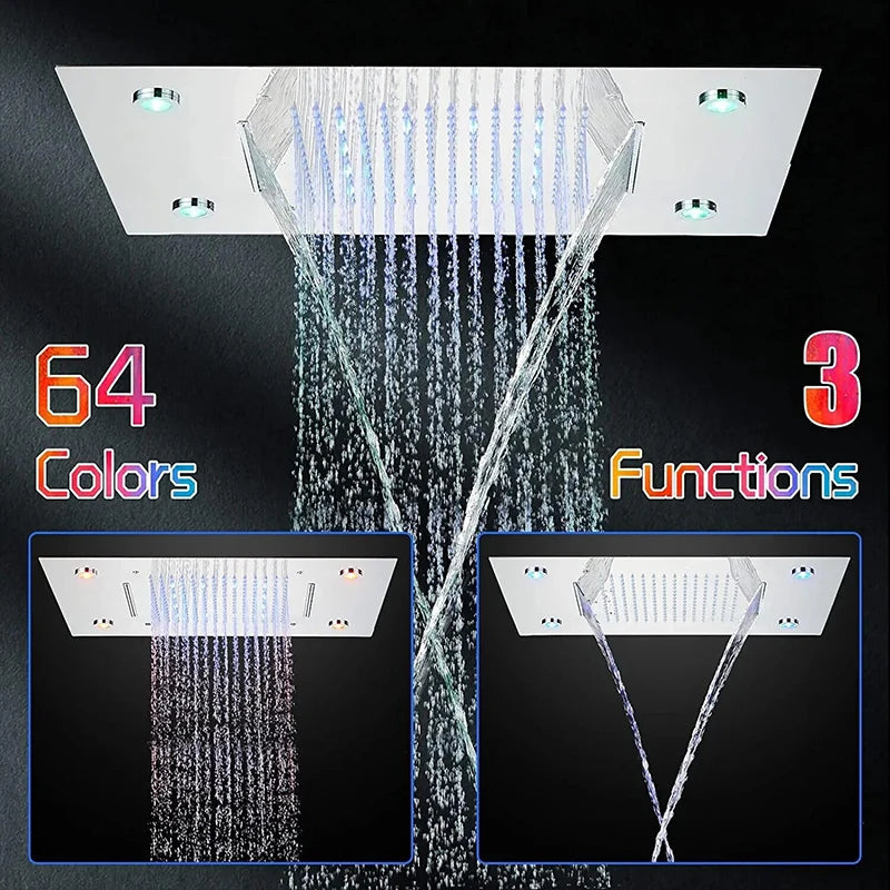 Brushed Ceiling Shower Head with LED Lights