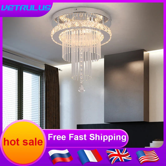 Modern Pendant Light Rain Drop Crystal Chandelier