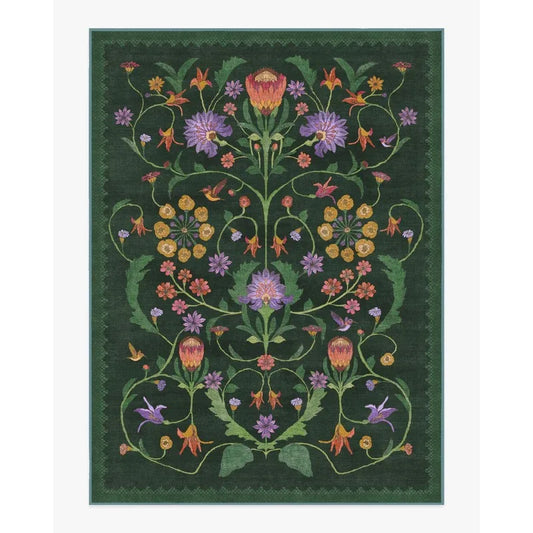 Iris Apfel Protea Forest Green Rug for Living Room