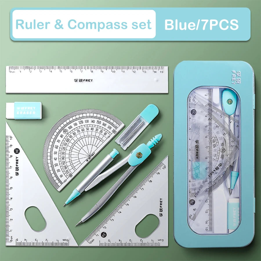 7 Pcs/Set Mathematical Rulers Set 
Multi-function Professional Compass Ruler
 Drawing Tools School Supplies Students Stationery