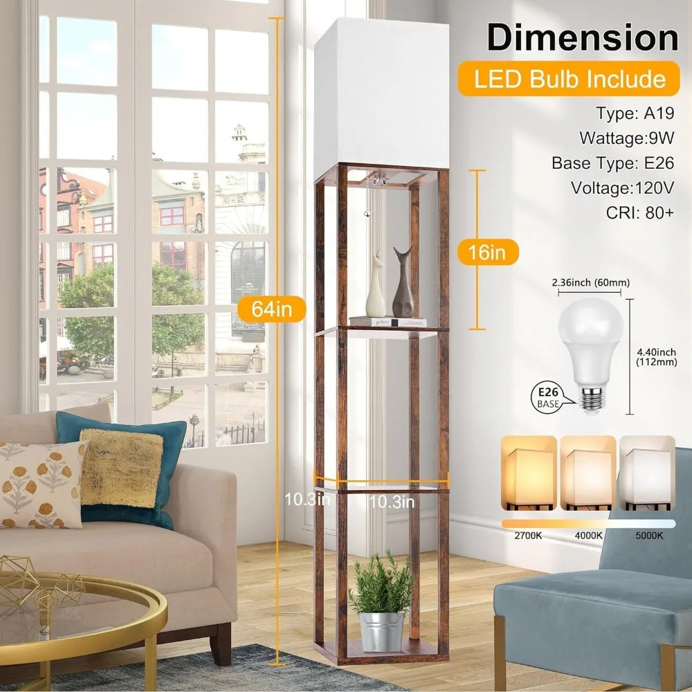 Modern Standing Shelf Light with 3 CCT LED Bulbs