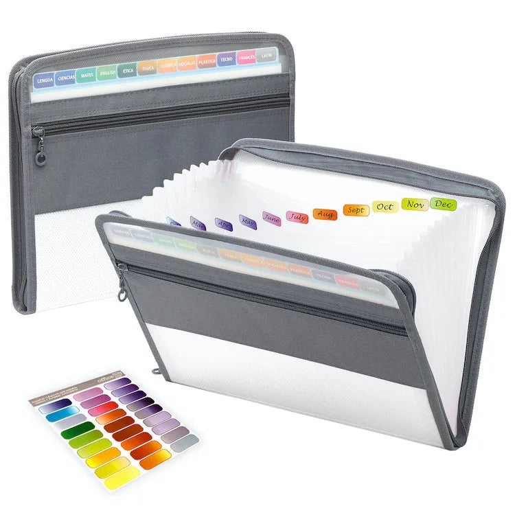 Accordion File Organizer with Safe Zipper,
 13 Pocket Expanding File Folder with Front Pencil Pouch, 
 School Office Supplies