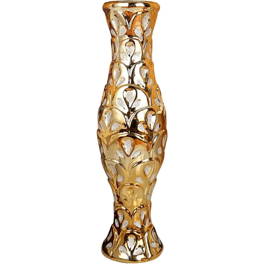 24 inch high gold ceramic floor vase,