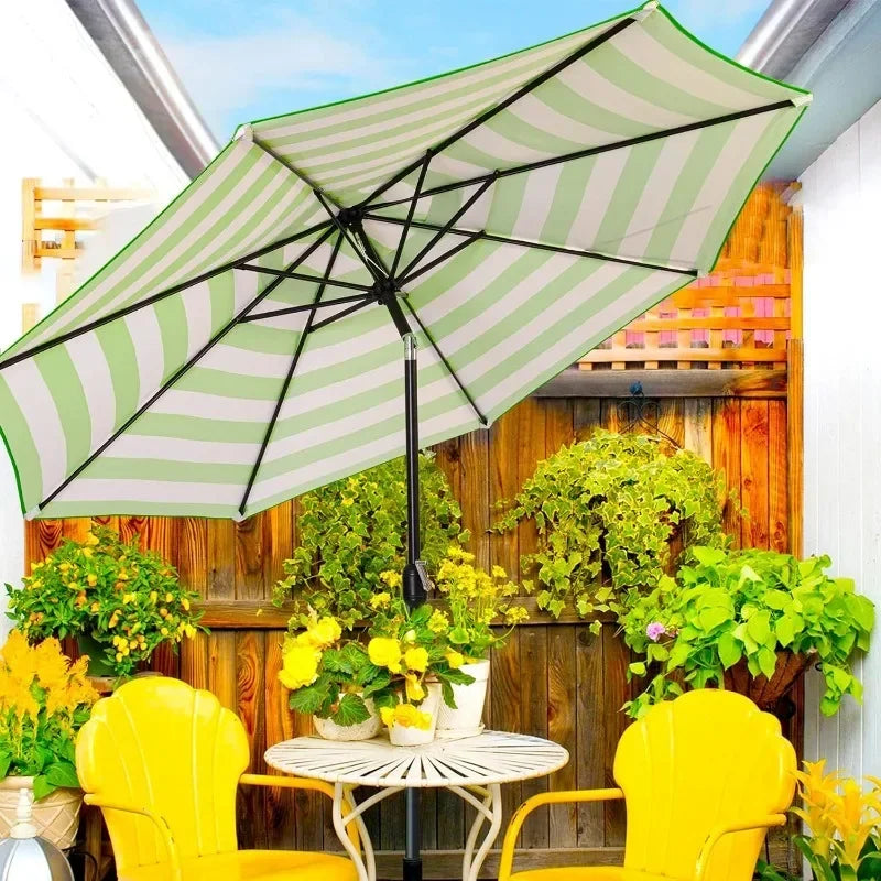 9' Patio Umbrella Outdoor Table Umbrella with 8 Sturdy Ribs (Black and White)