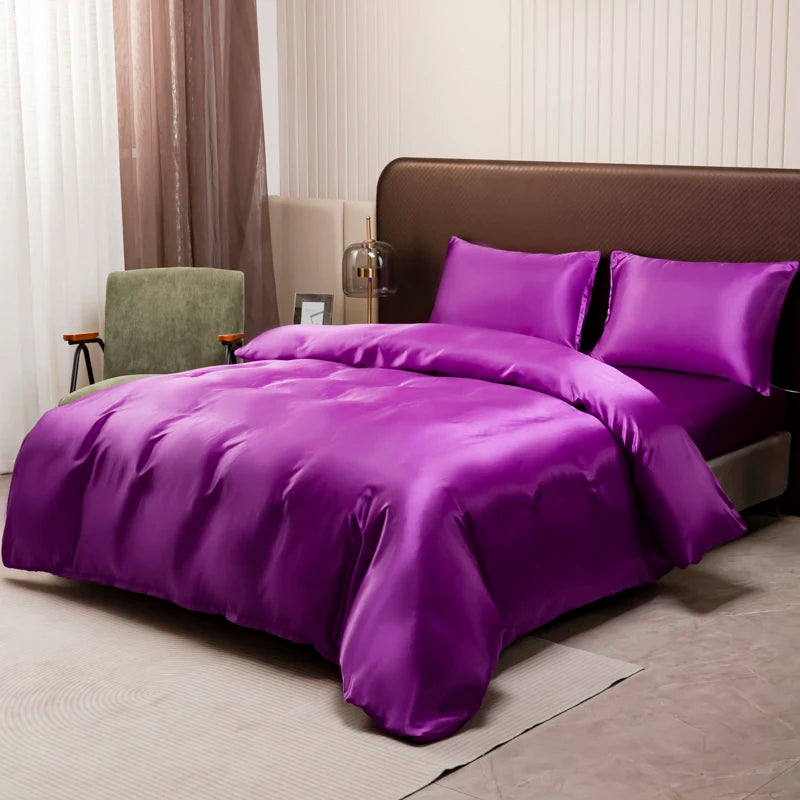 Black Luxury Ice Silk Bedding Set Satin