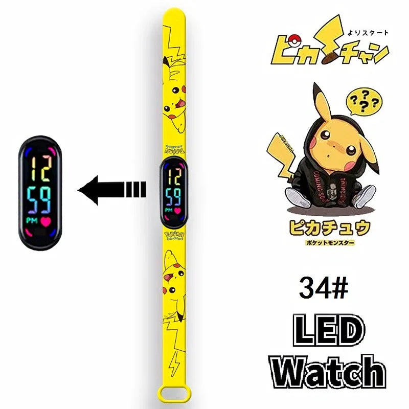 Pokemon Pikachu Avengers Spiderman LED Student Kids Sports Touch Cartoon Electronic Clock Watch Boys Girls Christmas Gifts Toys