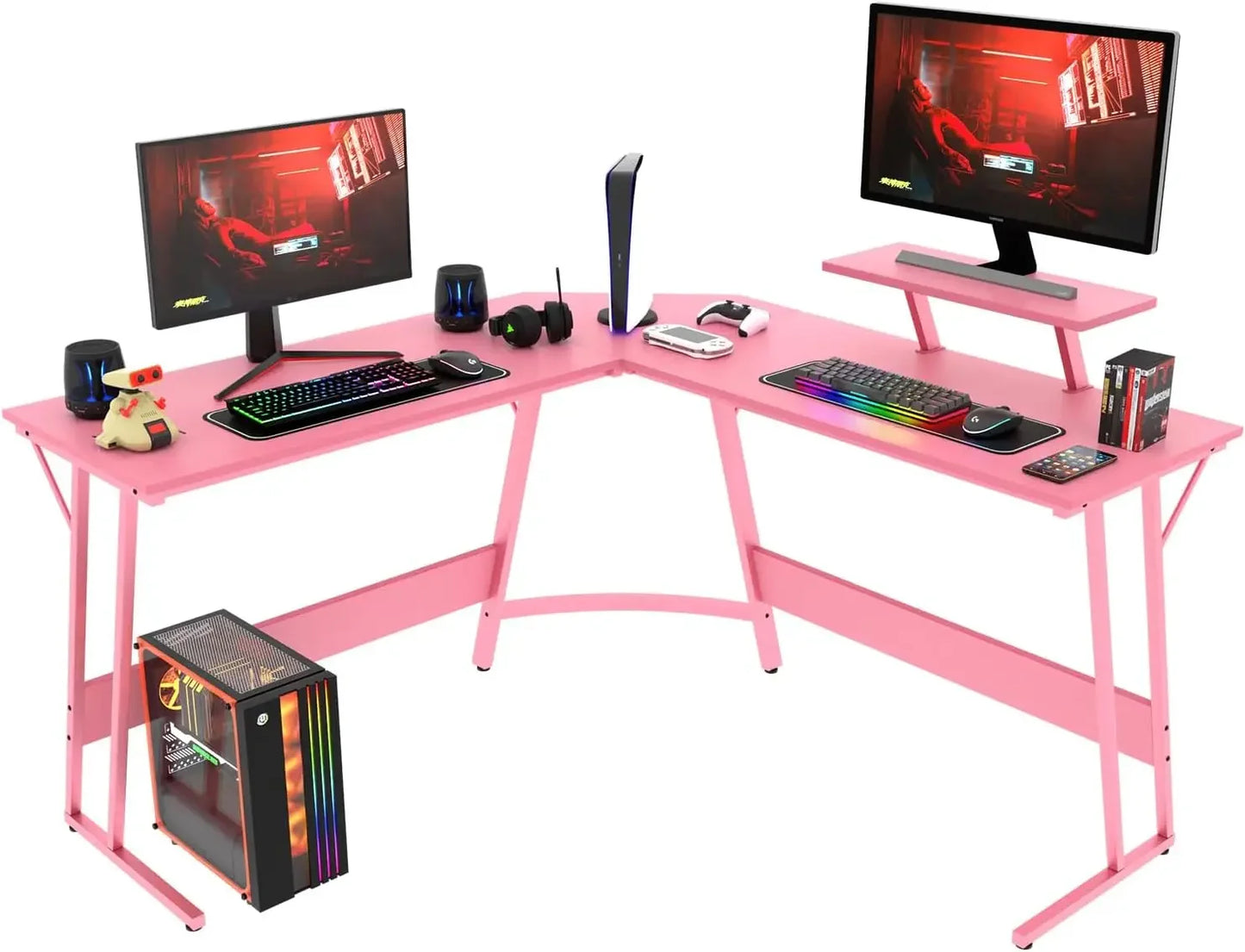 L Shaped Desk Corner Gaming Desk Computer Desk with Large Desktop Studying and Working  for Home and Work Place