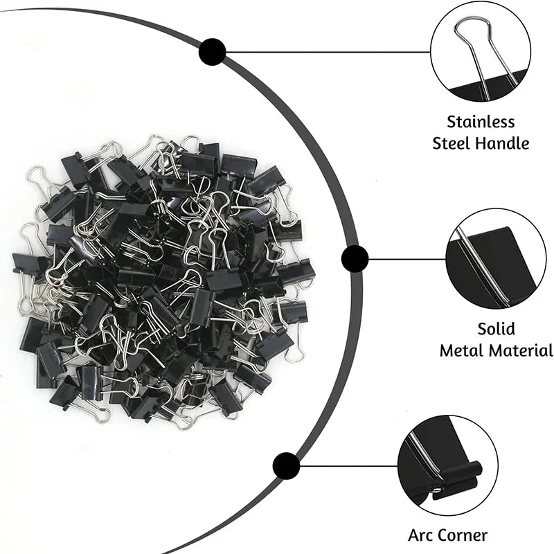 50pcs Mini Binder Clips Black Binder Clips Small Paper Clip for Home School Office and Business 15mm