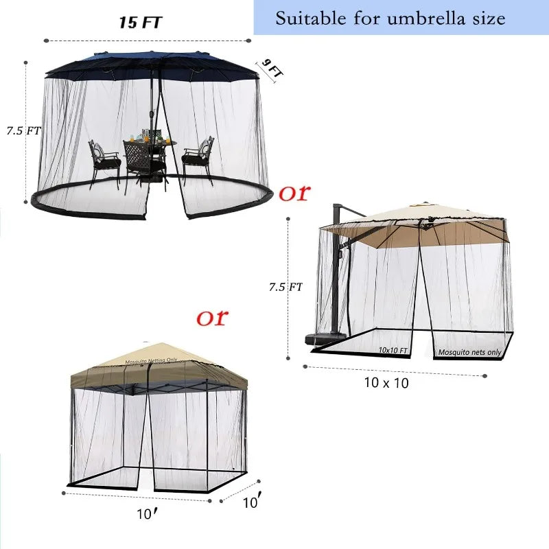 15Ft Mosquito Netting for Patio
Patio Screen Mesh with Double Zipper