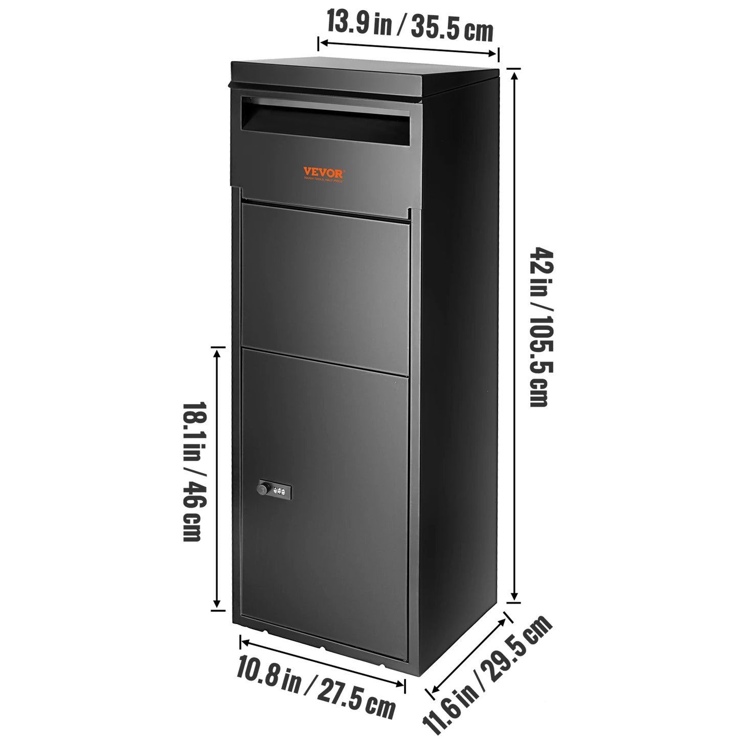 SucceBuy Wall Mounted Anti-theft Mailbox Waterproof Package Delivery Boxes for Outside Large Storage locking Mailbox for Home