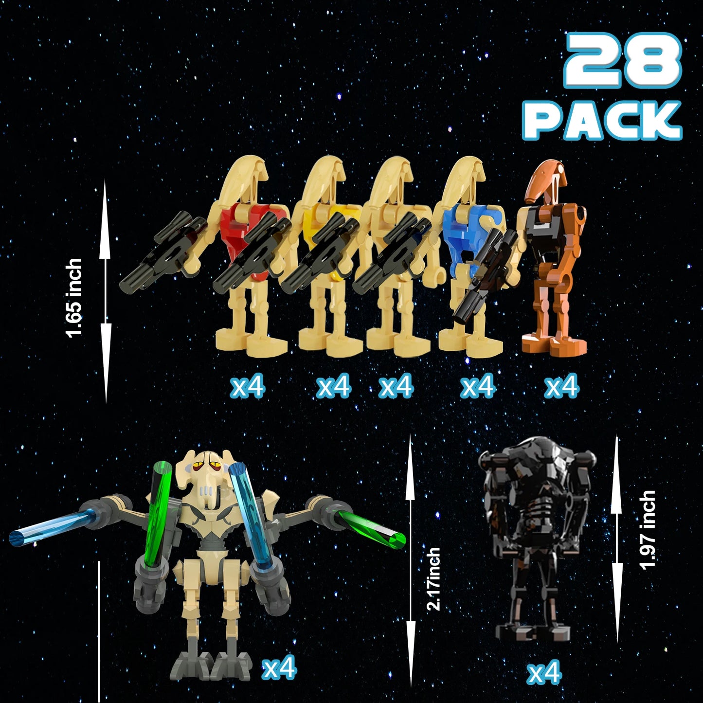 28 Pieces Clone Soldier Battle Droid Battle Pack Set for Kids, Combat Robot Figures Assembly Models Puzzle Building Toys