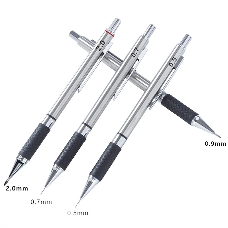 Metal Mechanical Pencil set with pencil grip 
Leads Art Drawing Student
 Office Supplies 0.5/0.7/0.9/2.0mm Automatic Pencil