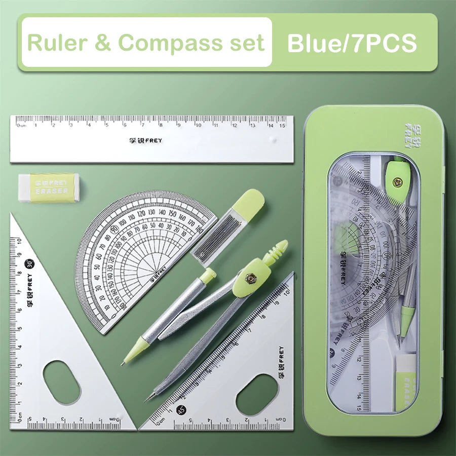 7 Pcs/Set Mathematical Rulers Set 
Multi-function Professional Compass Ruler
 Drawing Tools School Supplies Students Stationery
