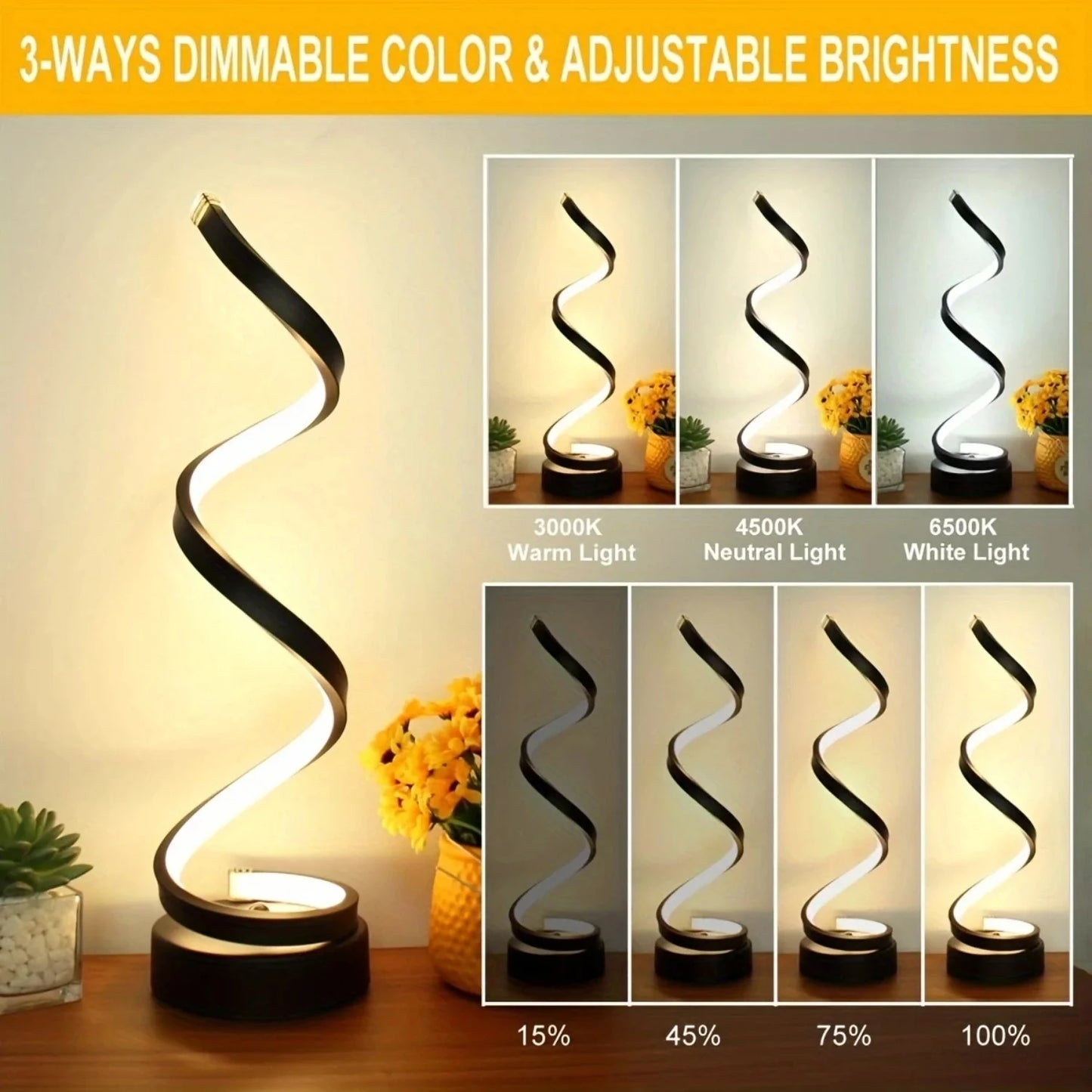 Modern Spiral Dimmable LED Table Lamp,,