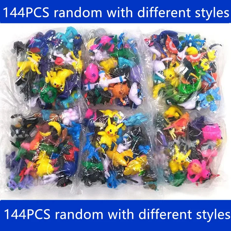 144 Style Pokemon Figure Toys Anime Pikachu Action Figure Model Ornamental Decoration Collect Toys For Children's Christmas Gift