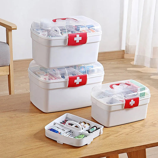 Portable Medicine Storage Box Large Capacity Medicine Kit
 Family Hand First Aid Chest Simple Travel Emergency Box