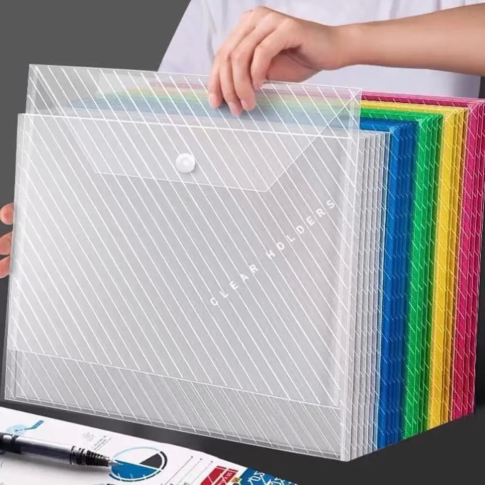 10 PCS Plastic Folders for Document,
 A4 Size Plastic Envelopes with Snap Closure, 
Clear File Folders Bags for School Office