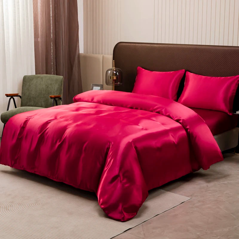 Black Luxury Ice Silk Bedding Set Satin